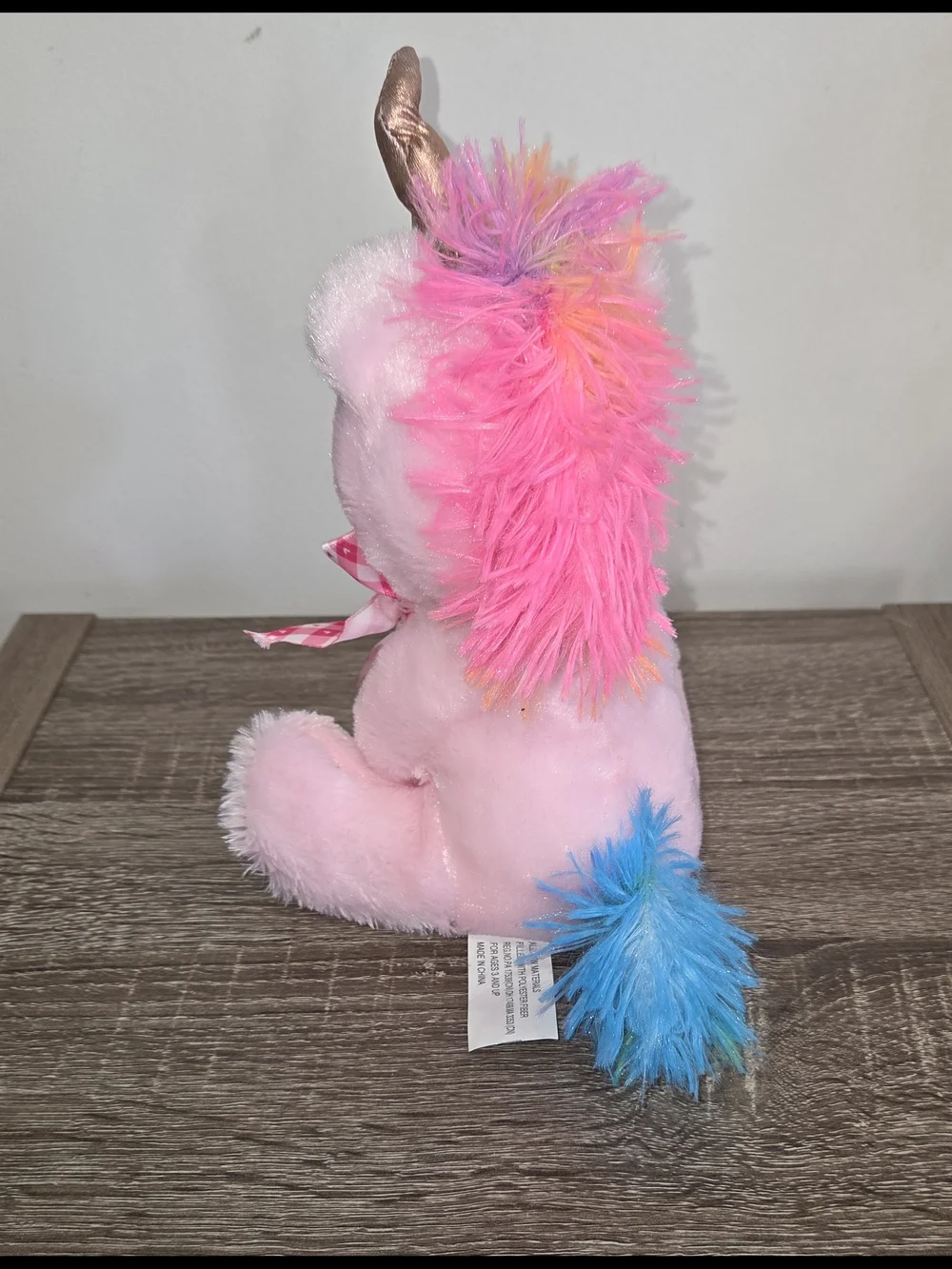 Inter-American Products Pink Rose Gold Metallic Unicorn with Bow Plush Yellow